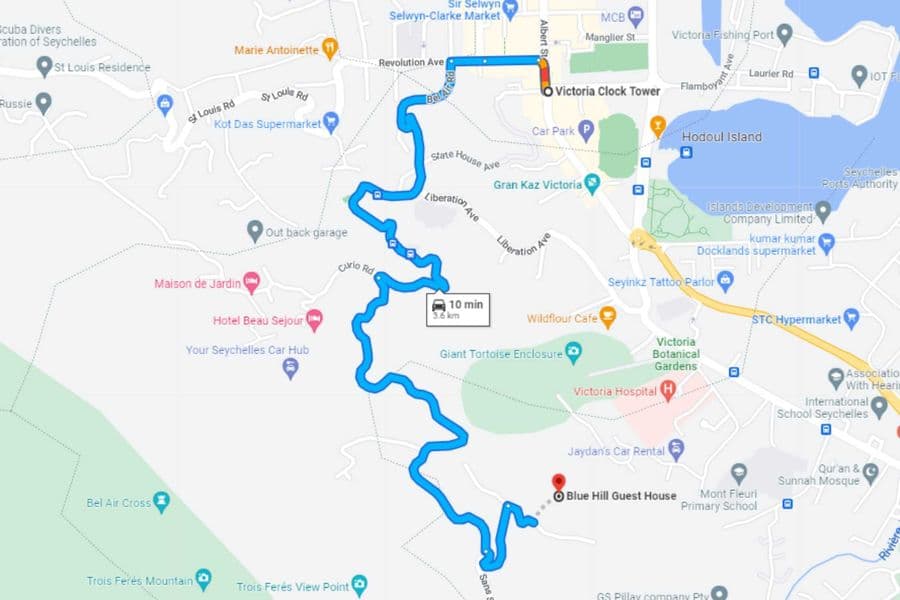 Blue Hill Seychelles Map